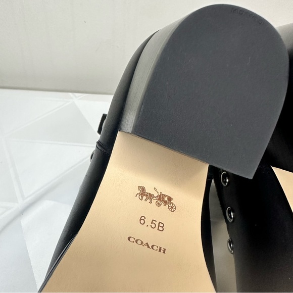 New Coach Women’s Boots Black Suede / Leather/ Silver Studs Side Logo Size 6.5 B - Picture 7 of 8